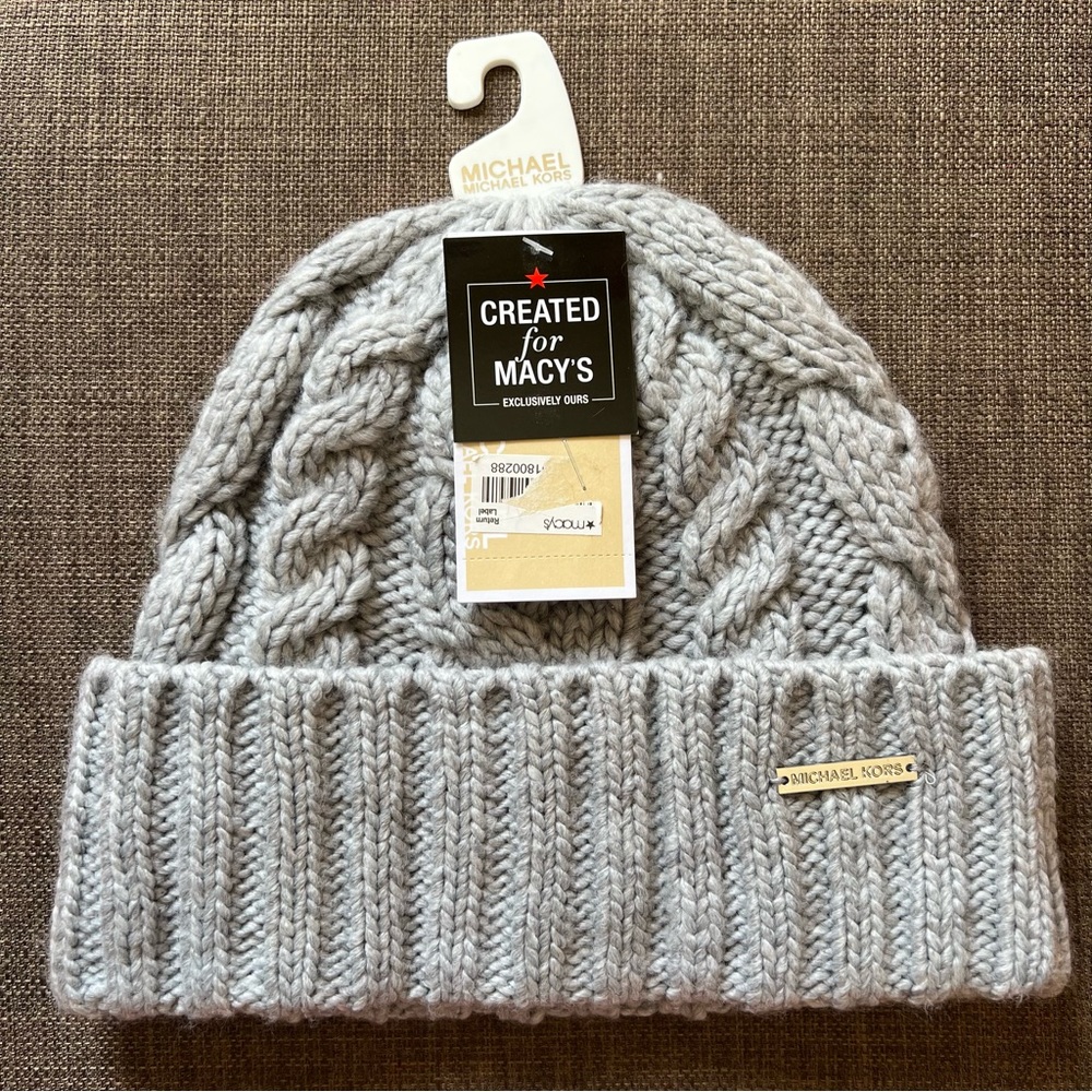 MICHAEL KORS Grey Cables Knit Hat